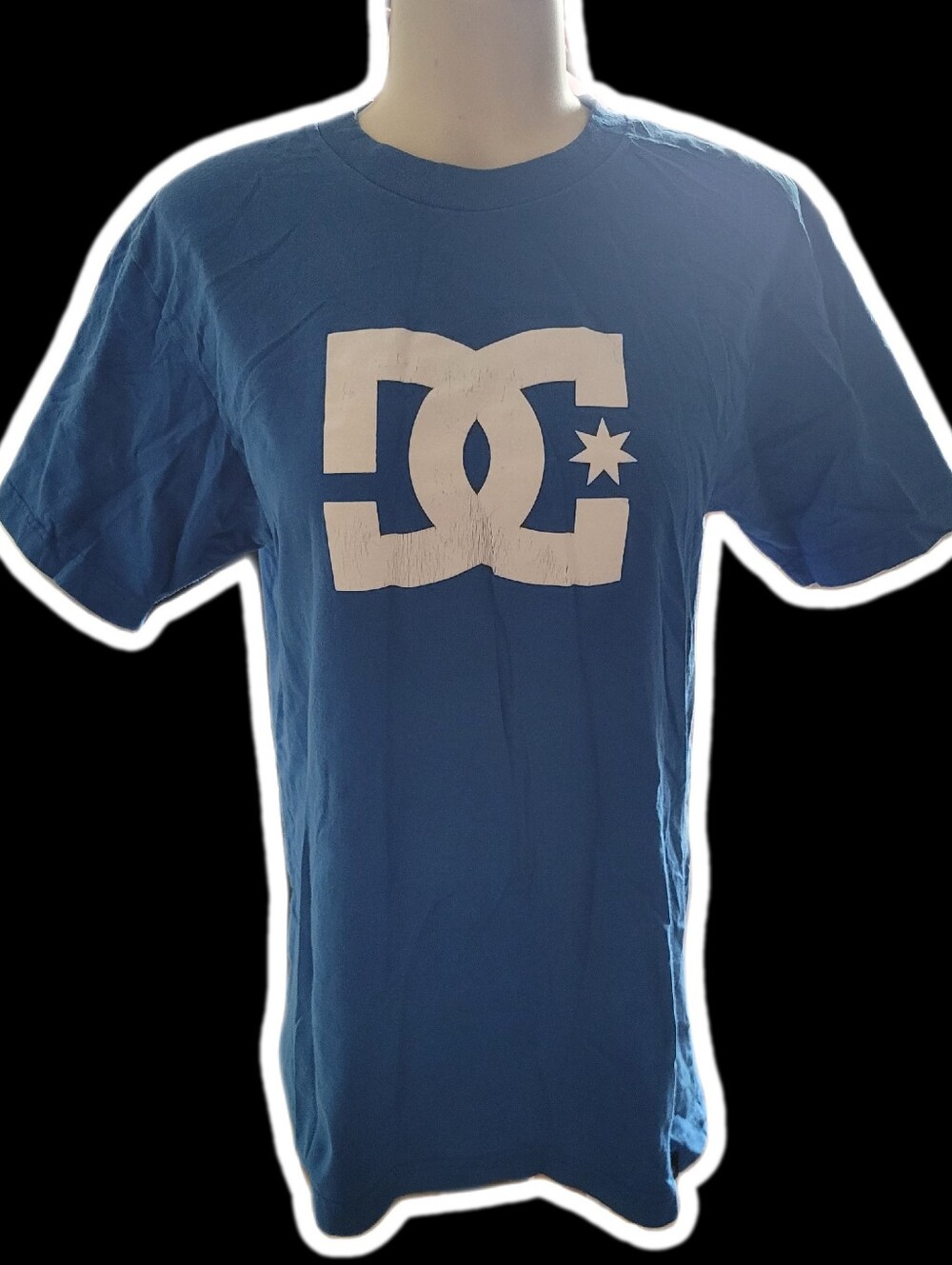 dc vintage 2007 dc shoe co big logo royal blue skate tee shirt -`✮´-